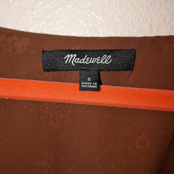Madewell Floral Button Front Long Sleeve Crop Top Brown Boho Blouse Size Small - Picture 4 of 12
